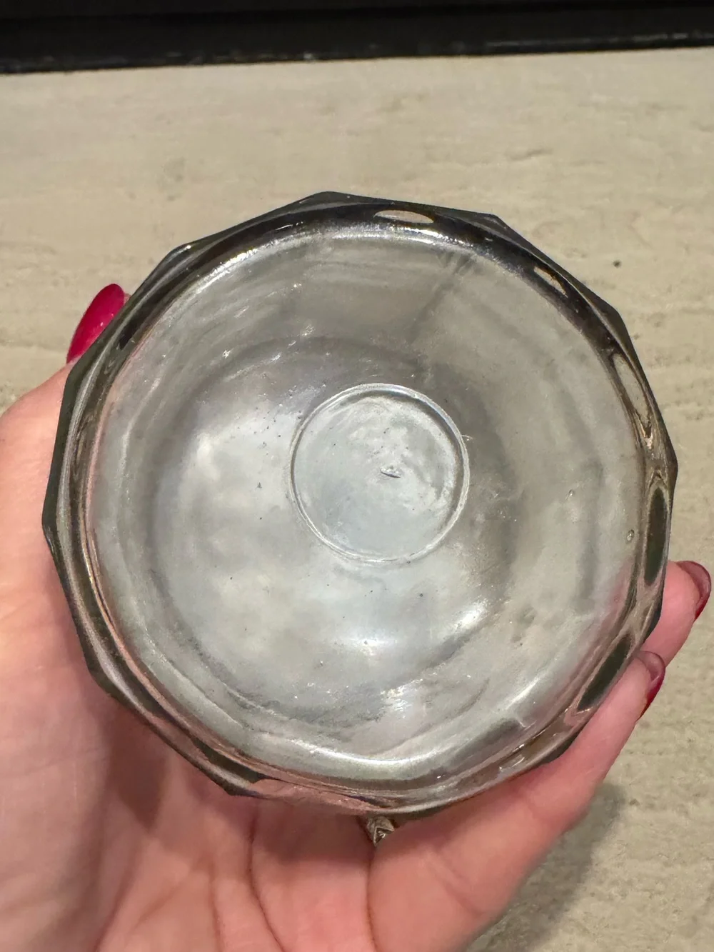 Antique 1920s-1930’s Hoosier Style Glass Tea Canister Jar Aluminum Lid 5” Tall
